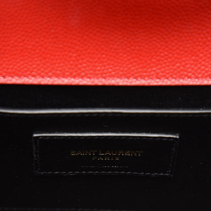 Saint Laurent Grain De Poudre Small Monogram Kate Satchel Red 7 of 7