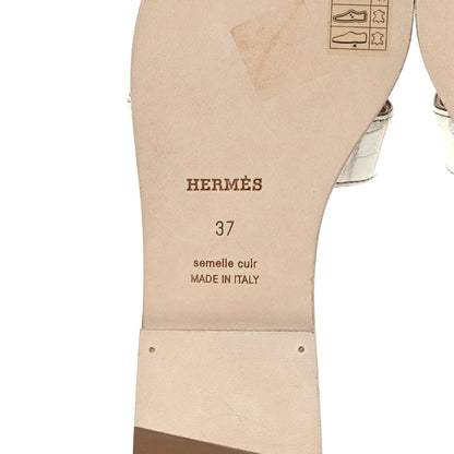 Hermes Matte Niloticus Crocodile Himalaya Oran Sandals 37 Blanc 6 of 9