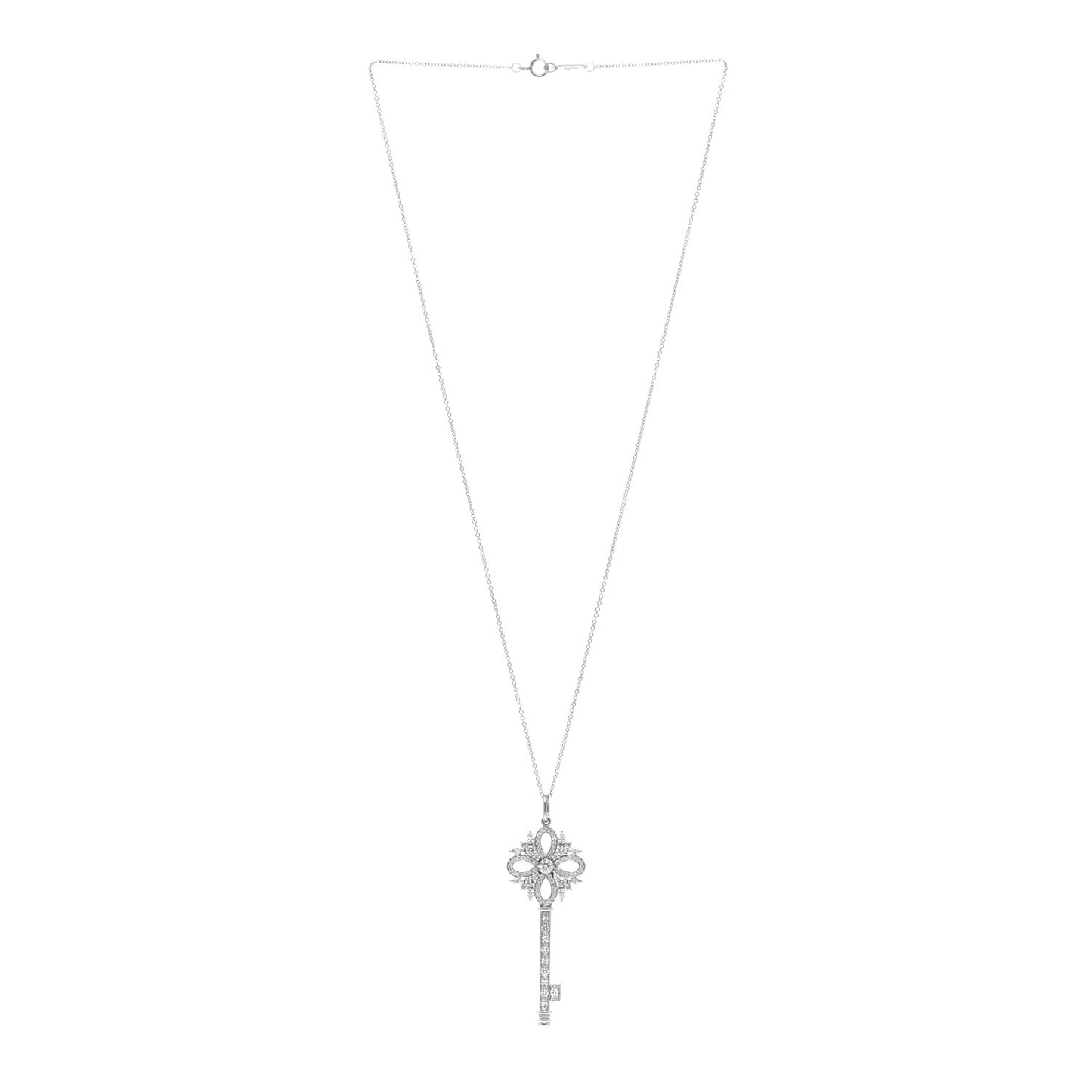 Platinum Diamond Victoria Key Pendant Necklace
