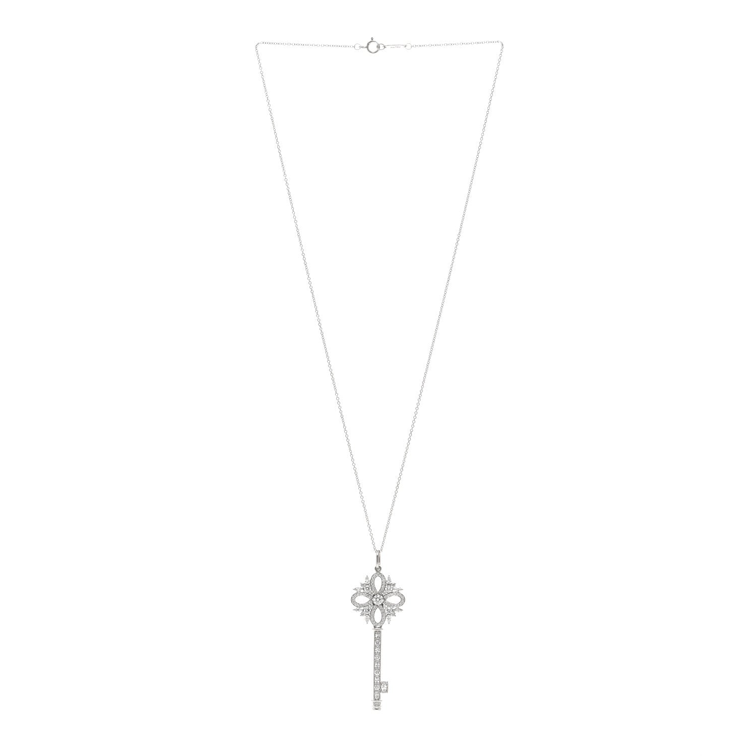 Tiffany Platinum Diamond Victoria Key Pendant Necklace 4 of 5