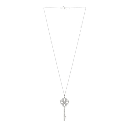 Tiffany Platinum Diamond Victoria Key Pendant Necklace 4 of 5
