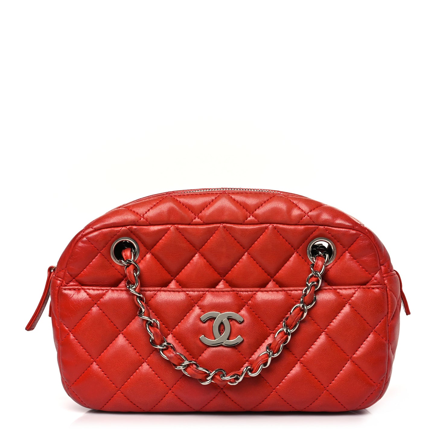 Lambskin Quilted Camera Case Red
