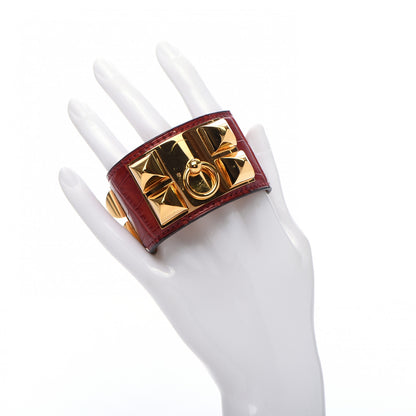 Hermes Shiny Alligator Collier De Chien CDC Bracelet S Rouge H 2 of 9