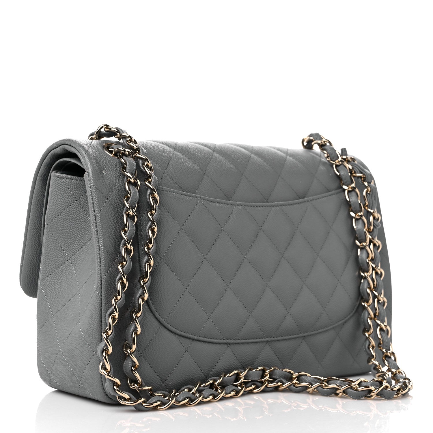 Chanel Caviar Quilted Jumbo Double Flap Grey 3 of 9