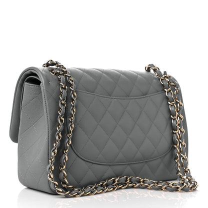 Chanel Caviar Quilted Jumbo Double Flap Grey 3 of 9