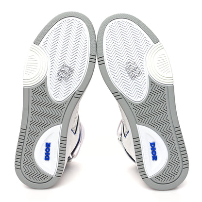 Christian Dior Smooth Calfskin Oblique Galaxy Perforated Mens B27 Mid Top Sneakers 41 White Blue 5 of 9