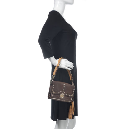 Prada Glace Calfskin Studded Detachable Clutch Shoulder Bag Bruciato 2 of 15