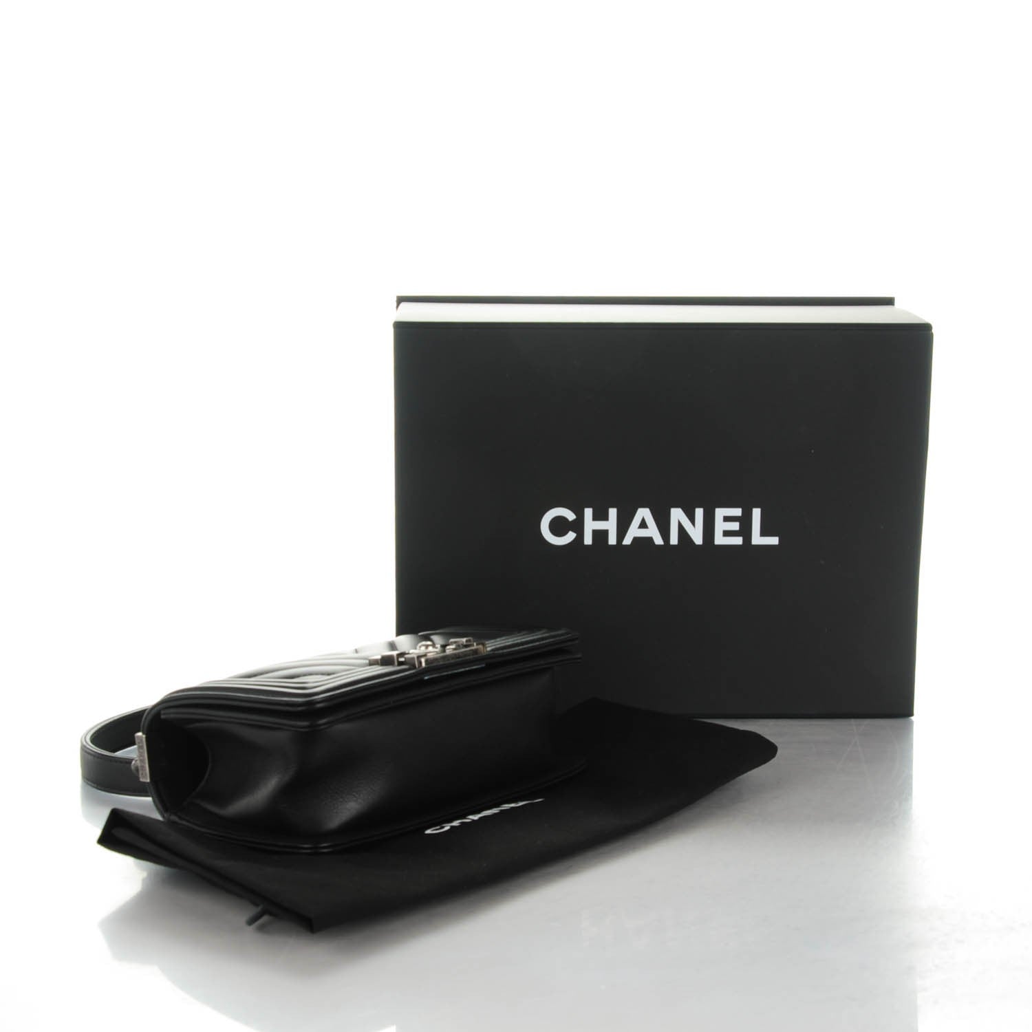 Chanel Calfskin Chevron Quilted Small Boy Flap Black 4 of 7