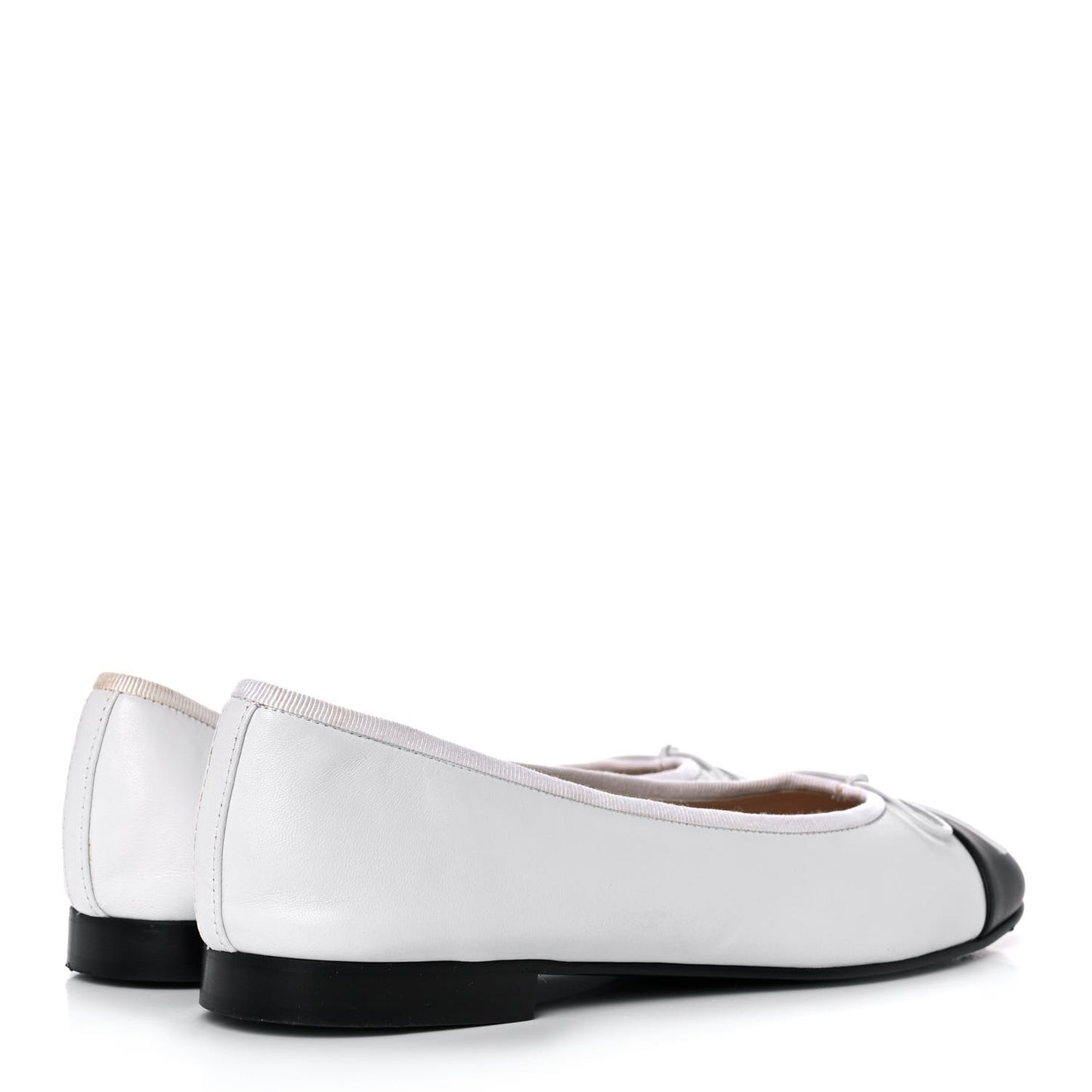 Lambskin Cap Toe CC Ballerina Flats 40.5 White Black