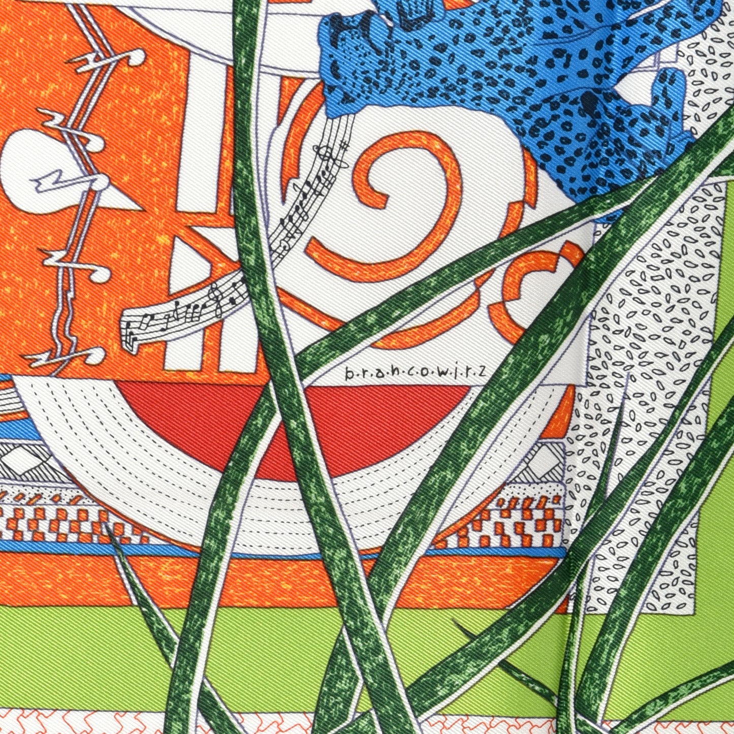 Silk Rendez-Vous Chez Scarf 70 Blanc Rouge Vert Multi
