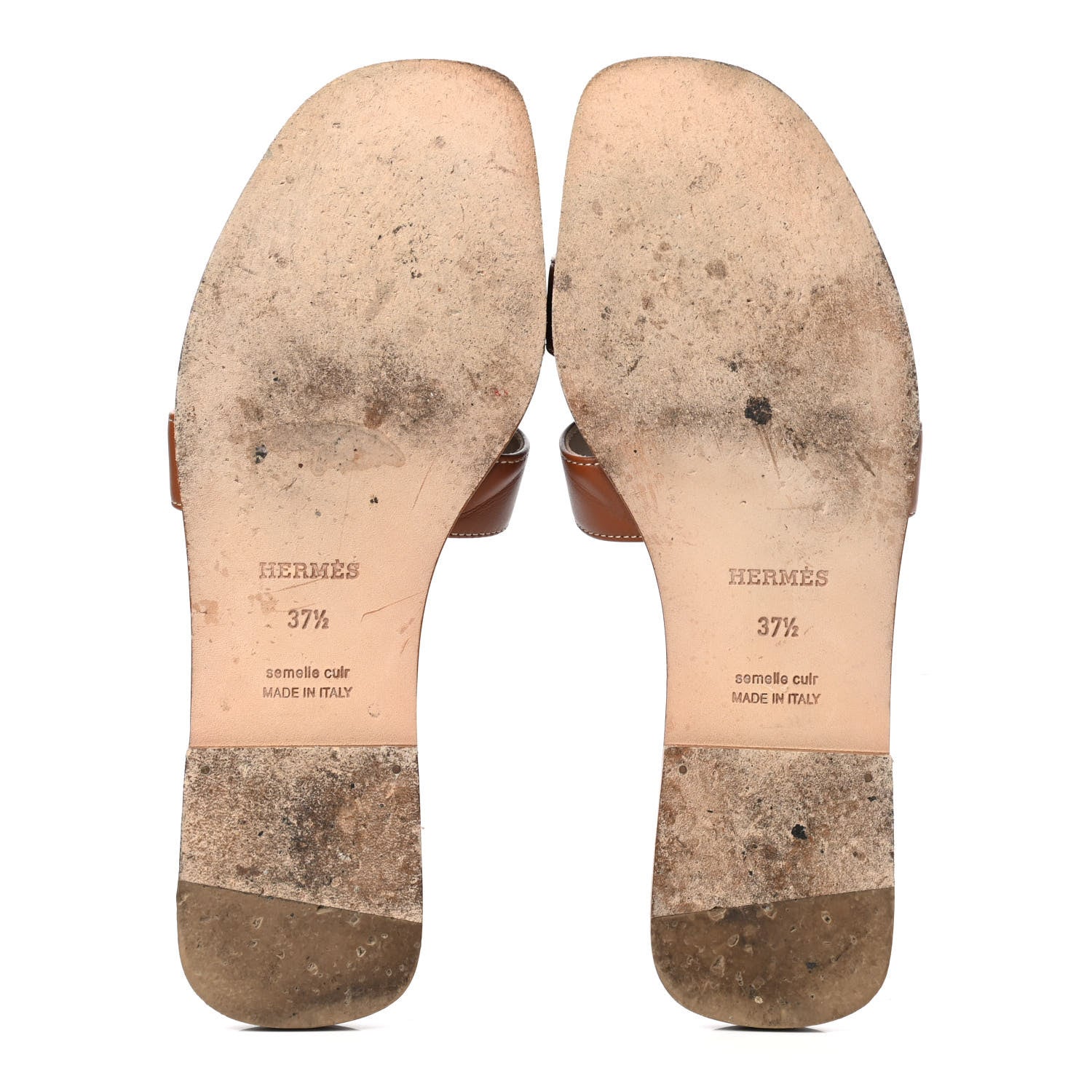 Hermes Box Calfskin Oran Sandals 37.5 Gold 5 of 12