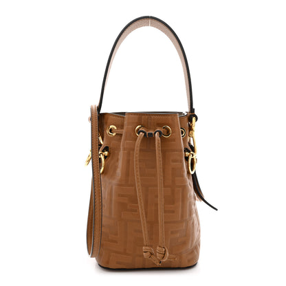 Fendi Vitello Cristallo Nature F is Fendi FF 1974 Embossed Mini Mon Tresor Bucket Bag Cuoio 1 of 10