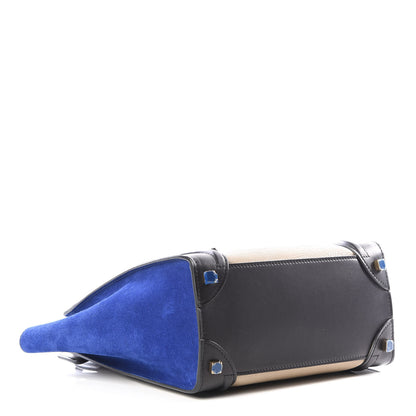 Celine Elephant Calfskin Suede Micro Tri-Color Luggage Sand 3 of 10
