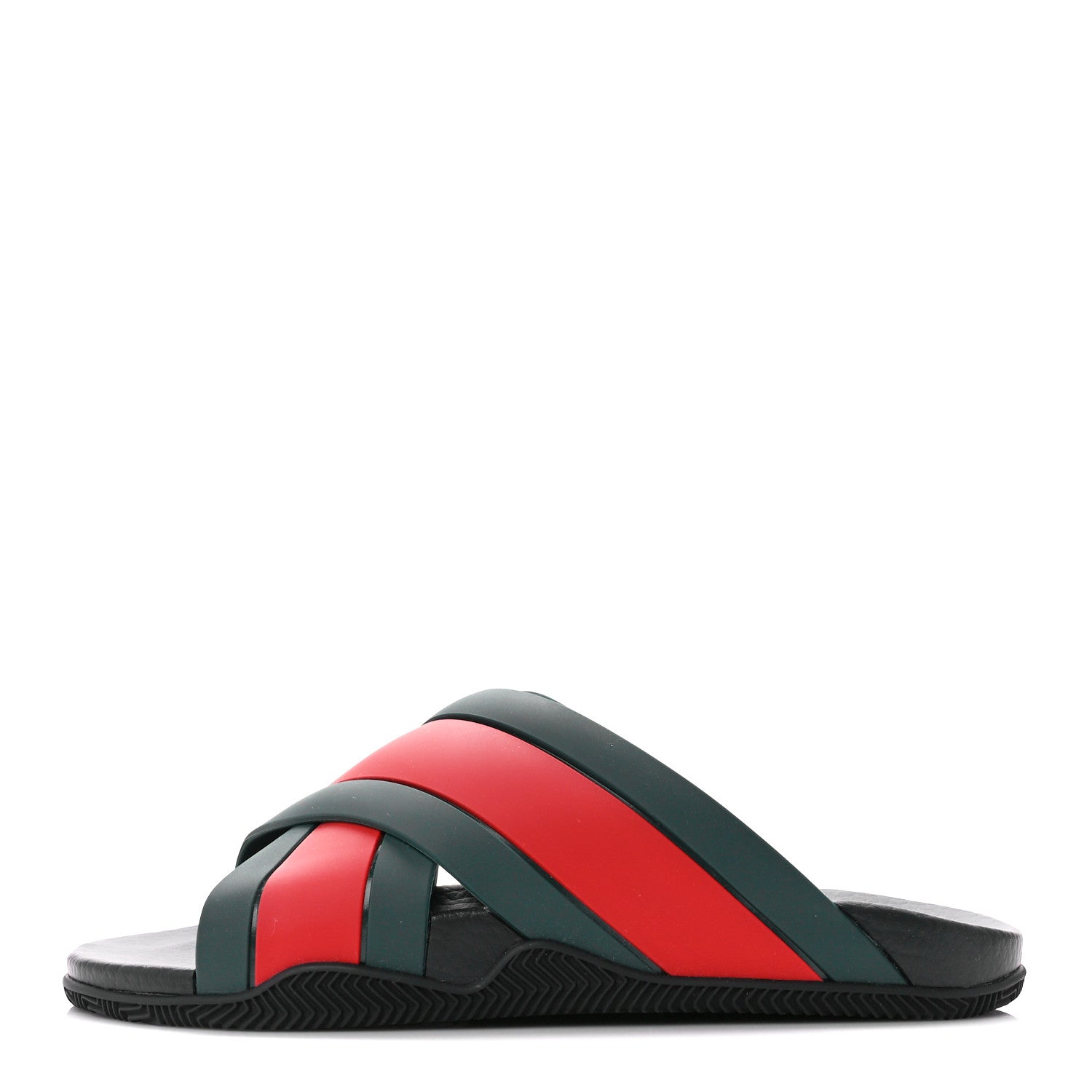 Gucci Rubber Web Womens Criss Cross Slide Sandals 41 Green Red 1 of 10