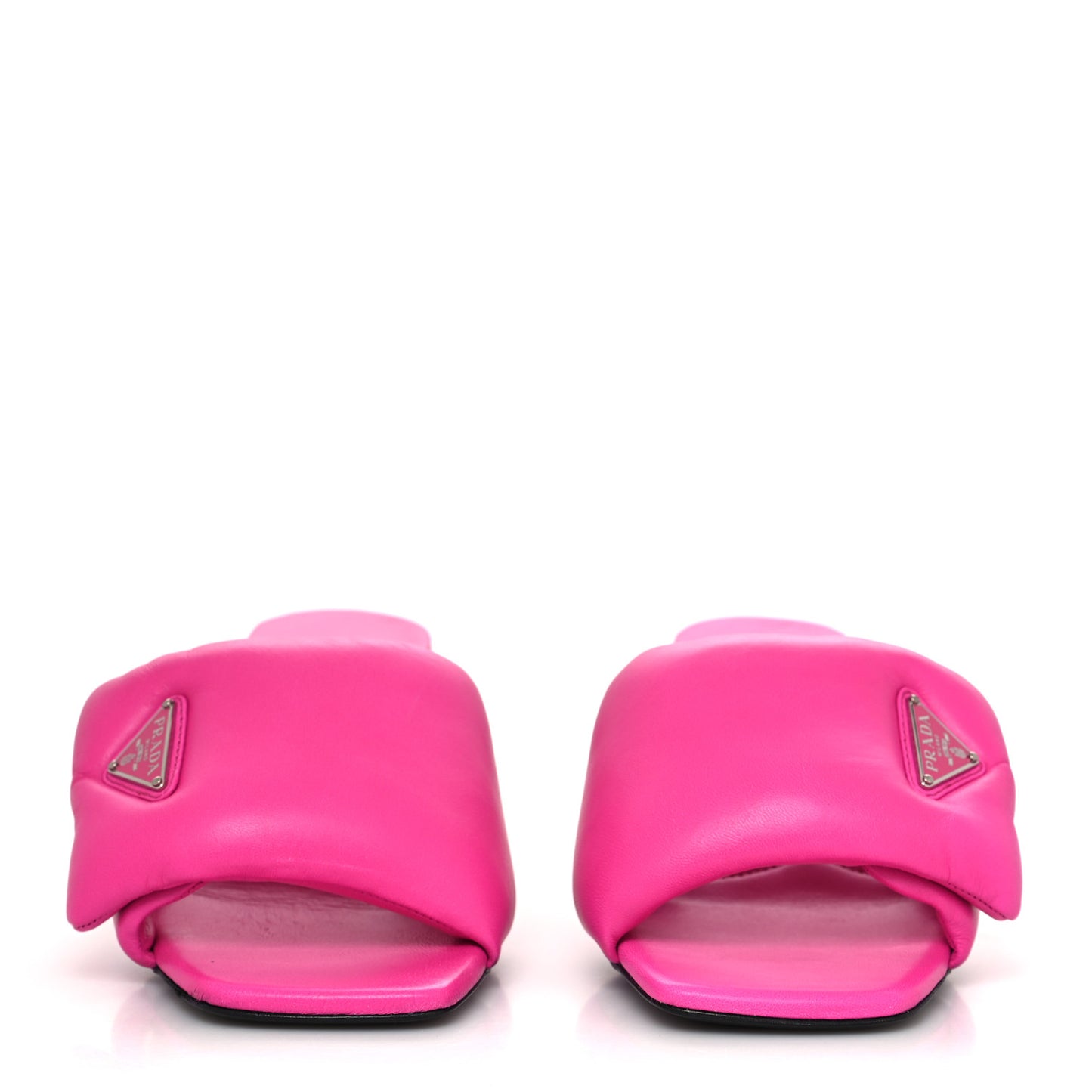 Nappa Soft Padded Metal Triangle Logo 65mm Slide Sandals 38 Begonia Fluo