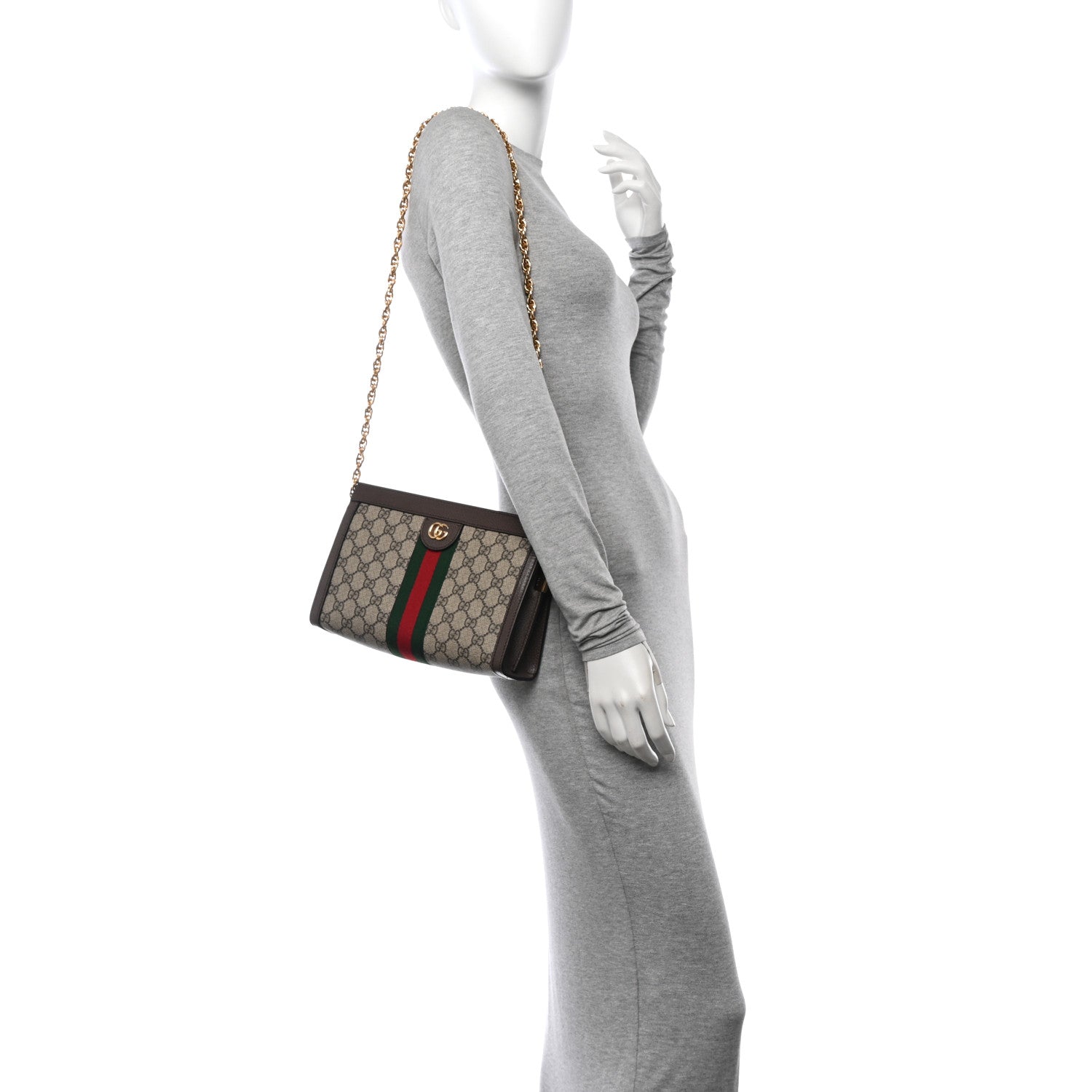 Gucci GG Supreme Monogram Web Small Ophidia Chain Shoulder Bag Brown 2 of 10