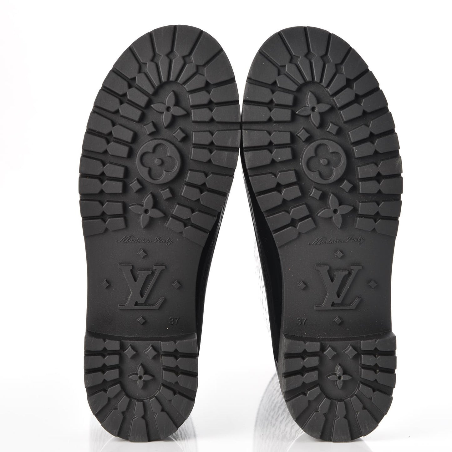 Rubber Embossed Monogram Splash Rain Boots 37 Black