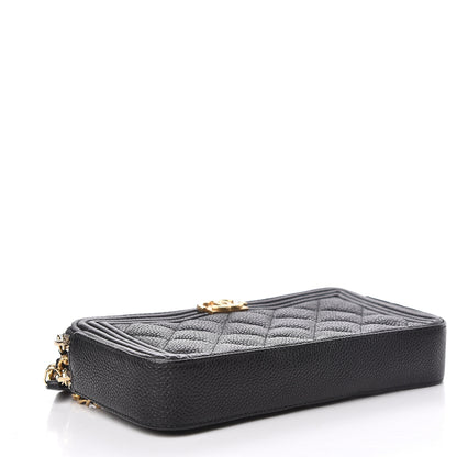 Chanel Caviar Quilted Small Boy Clutch With Chain Black 4 of 16