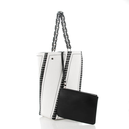 Proenza Schouler Smooth Calfskin Large Hex Bucket Bag White Black 3 of 7