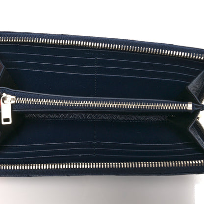 Saint Laurent Grain De Poudre Matelasse Chevron Monogram Zip Around Wallet Deep Marine 5 of 8