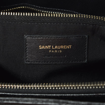 Saint Laurent Grain De Poudre Matelasse Chevron Monogram Shopping Bag Black 10 of 16