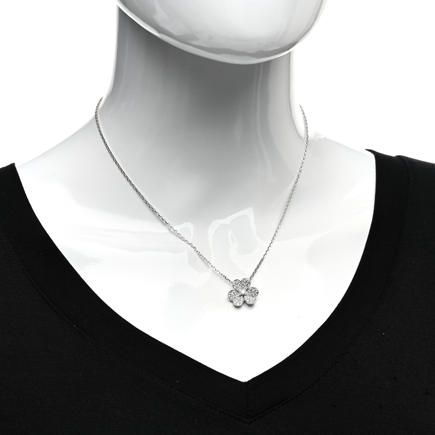 Van Cleef & Arpels 18K White Gold Diamond Small Frivole Pendant Necklace 2 of 5