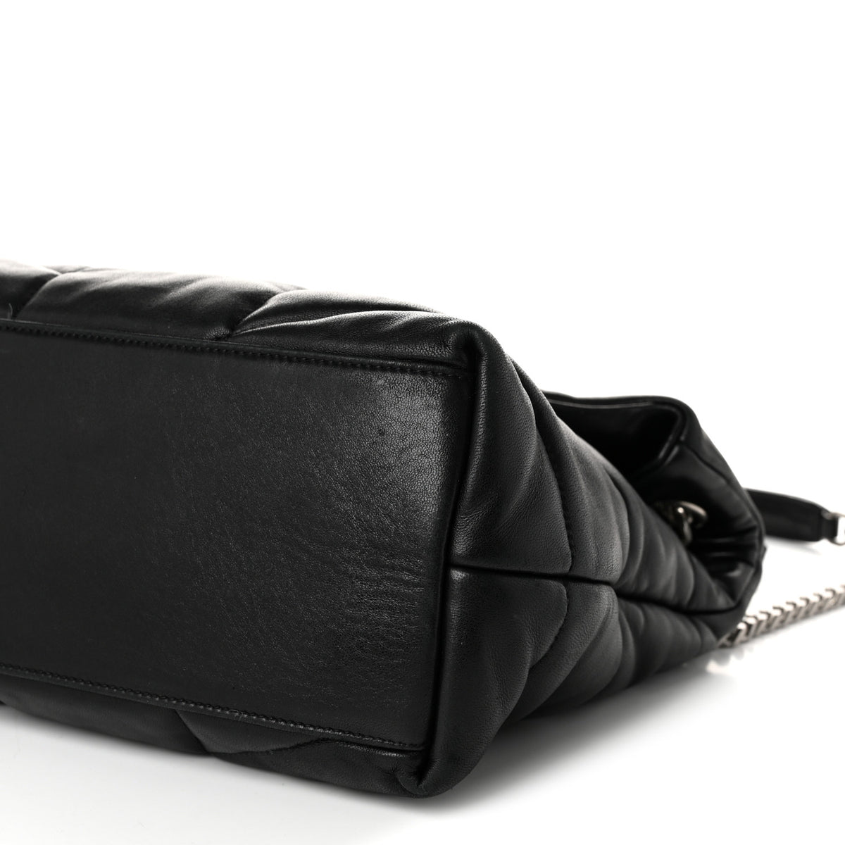 Lambskin Quilted Medium Loulou Puffer Monogram Chain Satchel Black