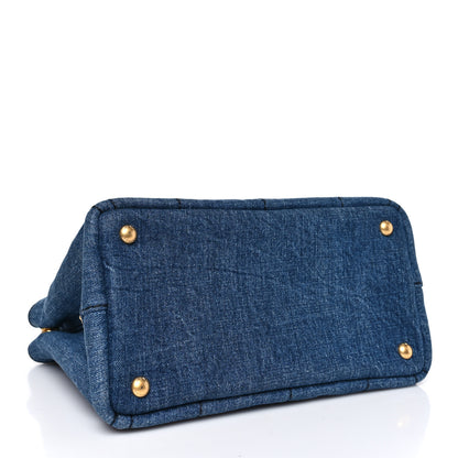 Prada Denim Small Logo Tote Bleu 4 of 9