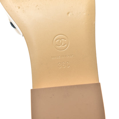 Chanel Lambskin Embroidered Logo Mules 36 Beige Black 6 of 7