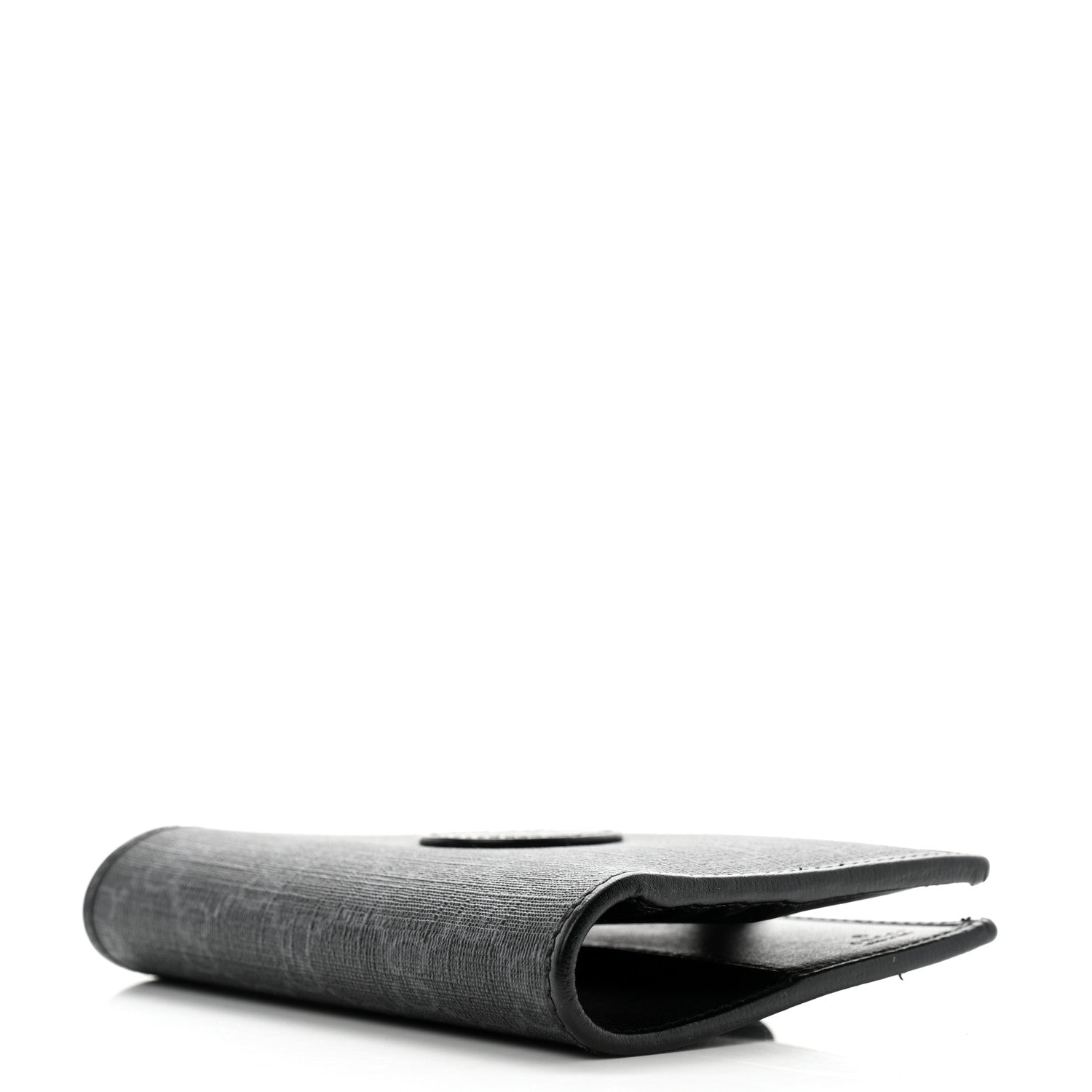 Gucci GG Supreme Monogram Textured Calfskin Retro Interlocking G Passport Case Black Grey 4 of 10