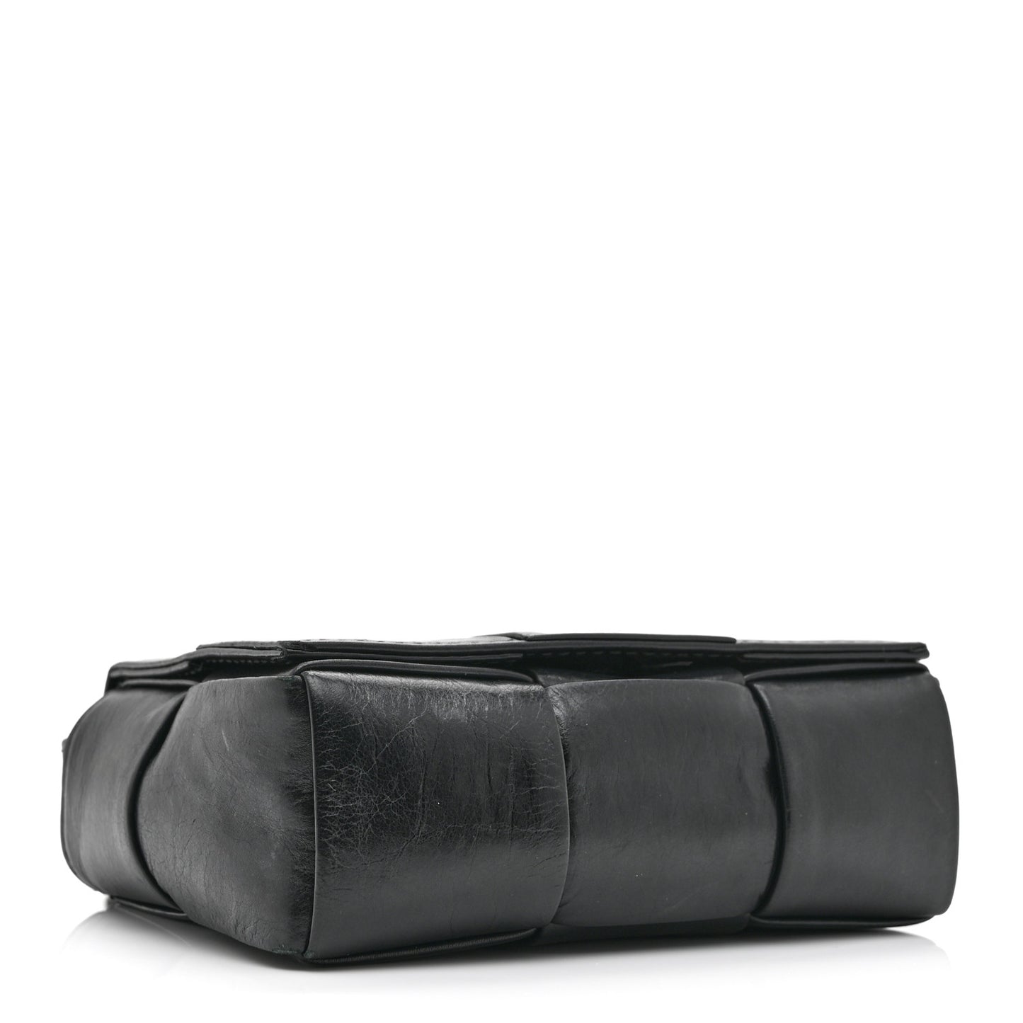 Crinkled Lambskin Maxi Intrecciato Extra Mini Cassette Crossbody Bag Black