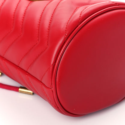 Gucci Calfskin Matelasse Mini GG Marmont 2.0 Bucket Bag Hibiscus Red 8 of 9
