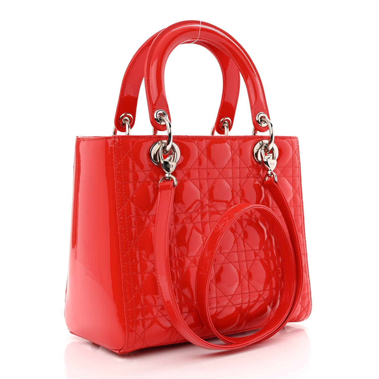 Christian Dior Patent Cannage Medium Lady Dior Red 3 of 10