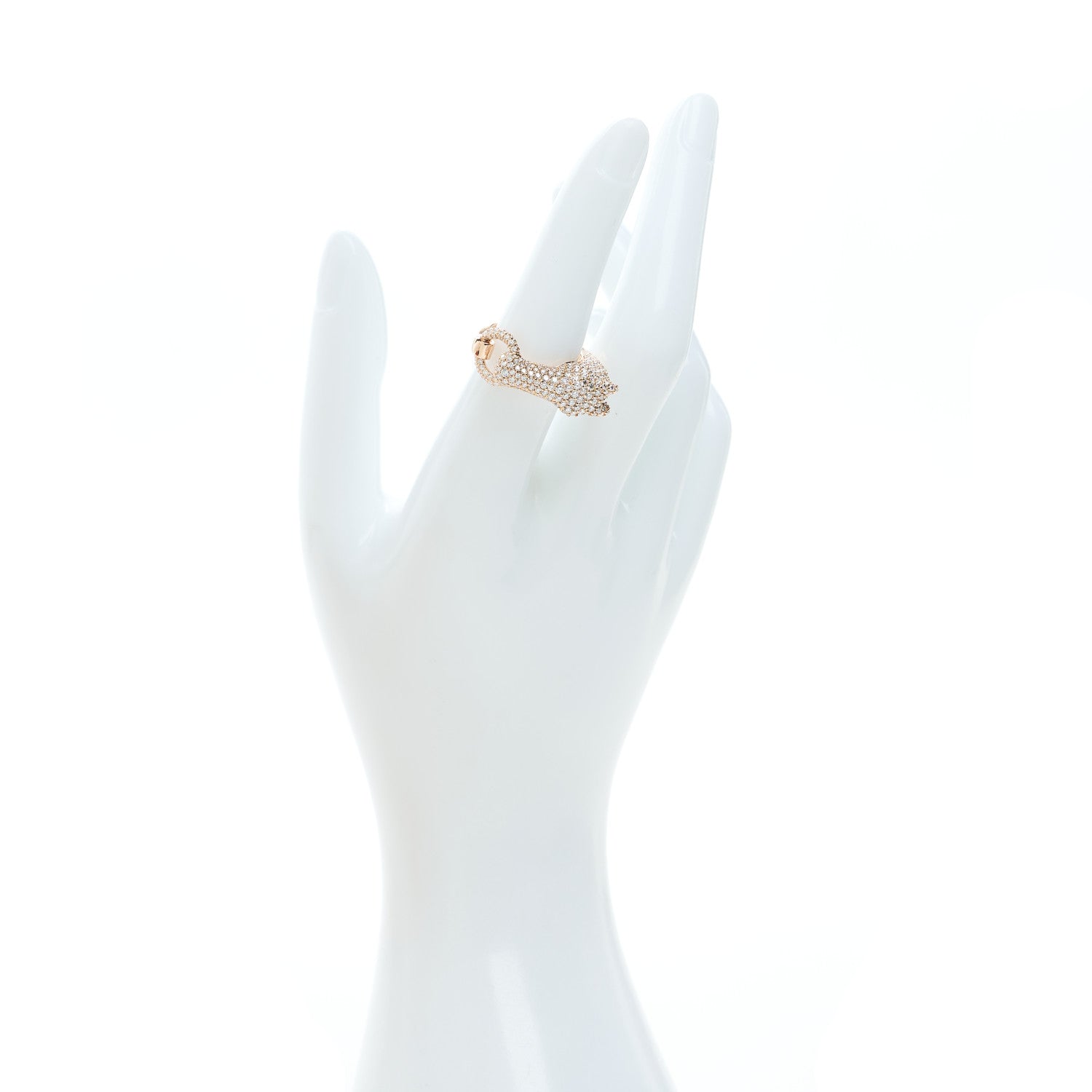 Hermes 18K Rose Gold Diamond Galop Pave Ring 53 6.5 2 of 8