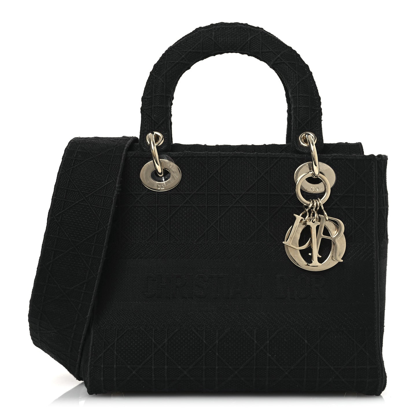Canvas Embroidered Cannage Medium Lady D-Lite Black
