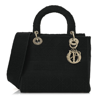 Christian Dior Canvas Embroidered Cannage Medium Lady D-Lite Black 1 of 12