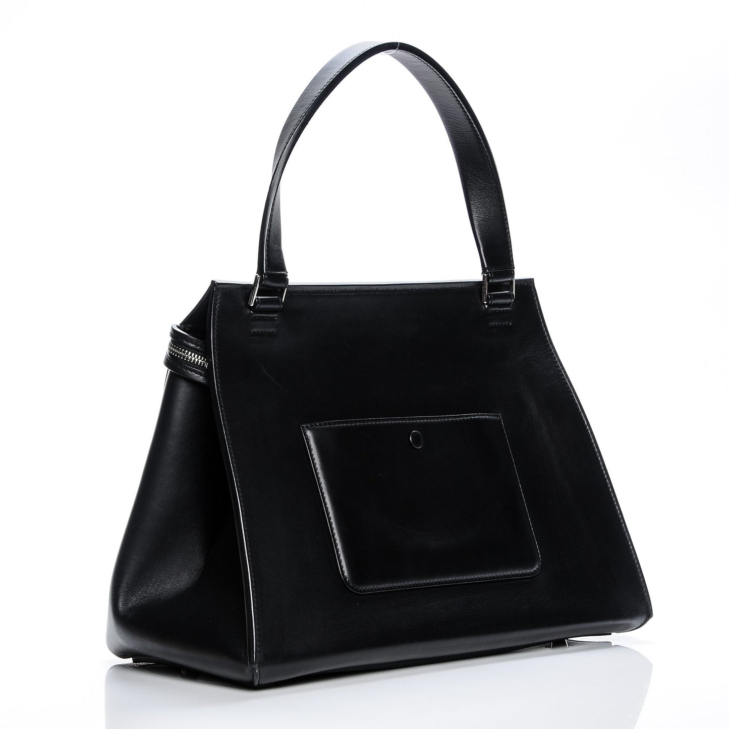 Supple Calfskin Medium Bi-Color Edge Shoulder Bag Cream