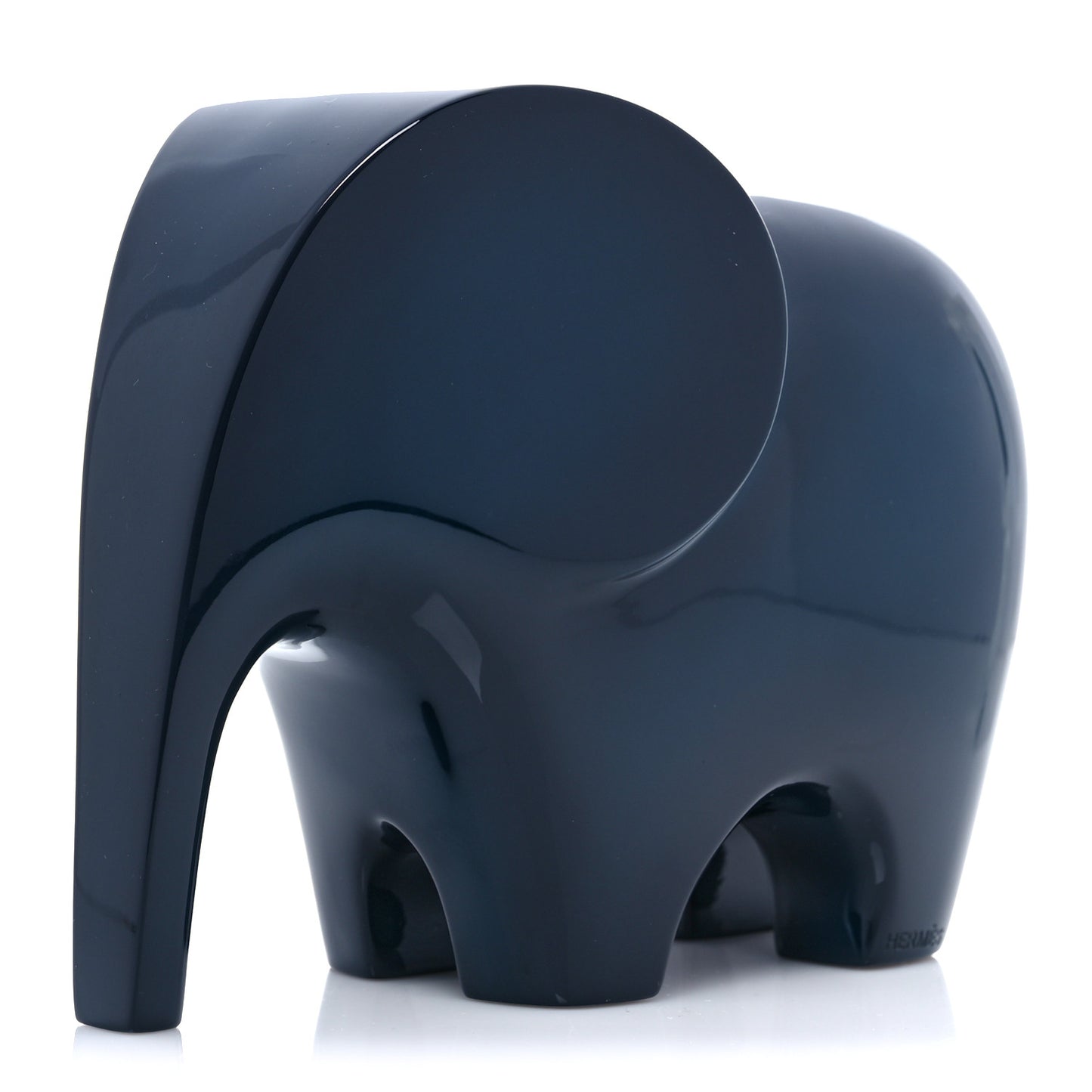 Lacquered Wood Elephant Lao Paperweight Indigo