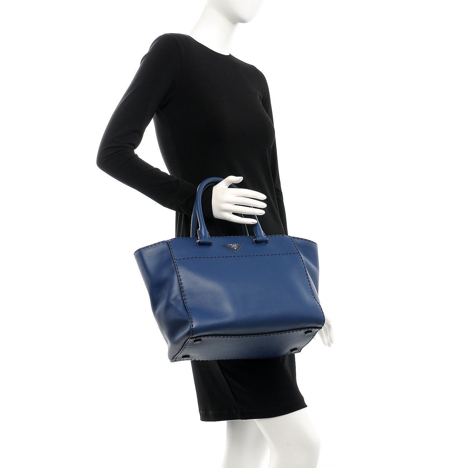 Prada City Calf Small Hand Stitched Galleria Double Zip Tote Bleuette 3 of 9