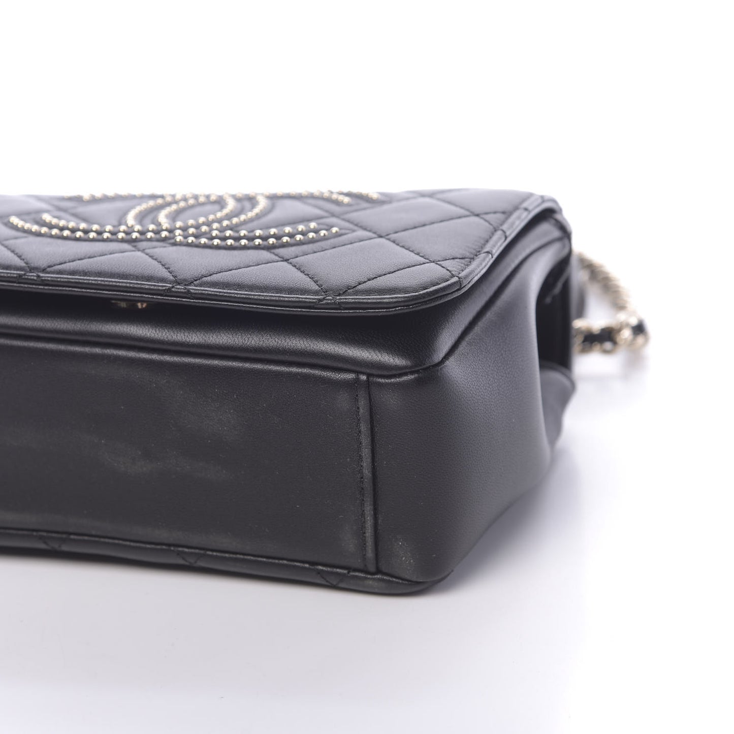 Lambskin Quilted Studded CC Flap Black