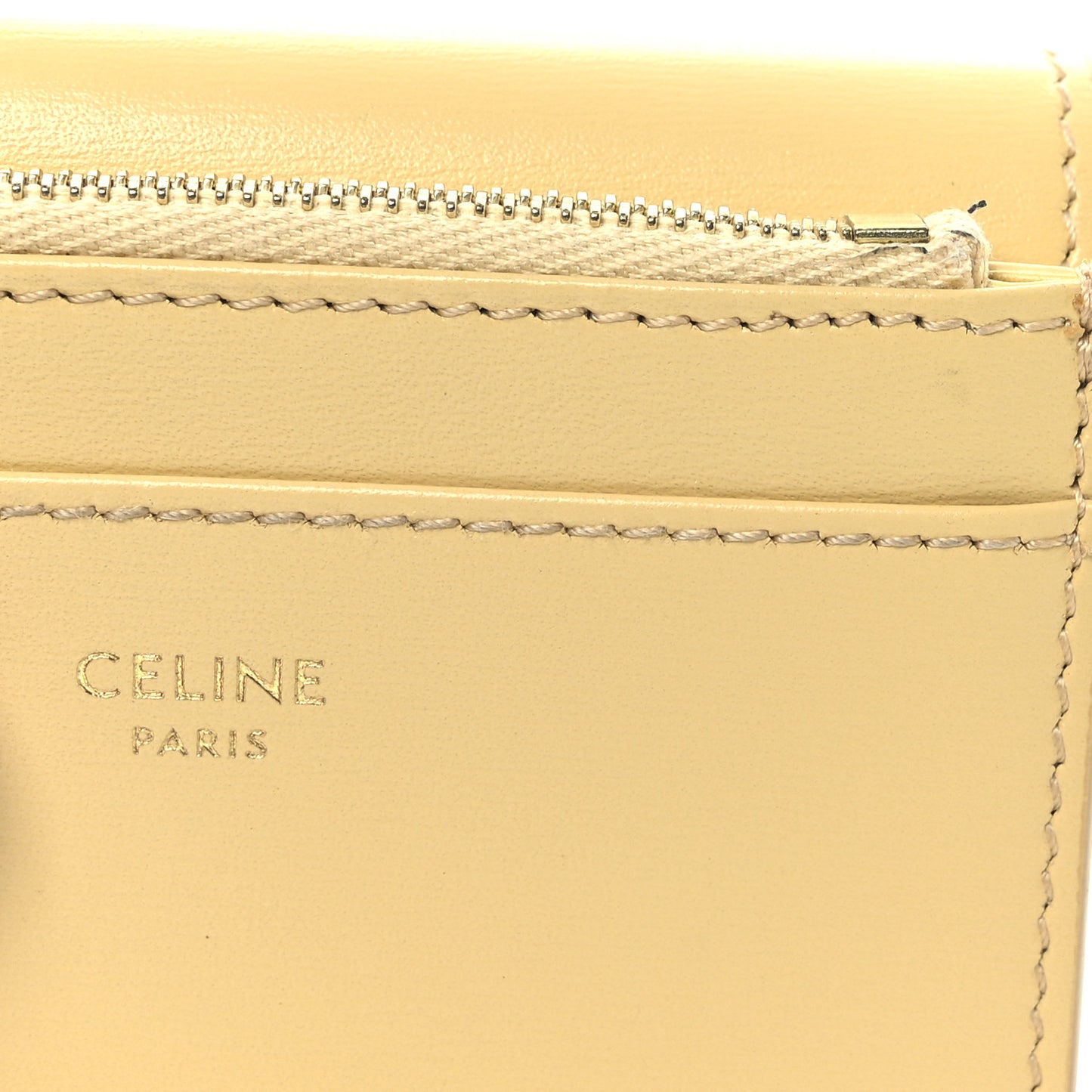 Shiny Calfskin Compact Triomphe Wallet With Coin Purse Pollen