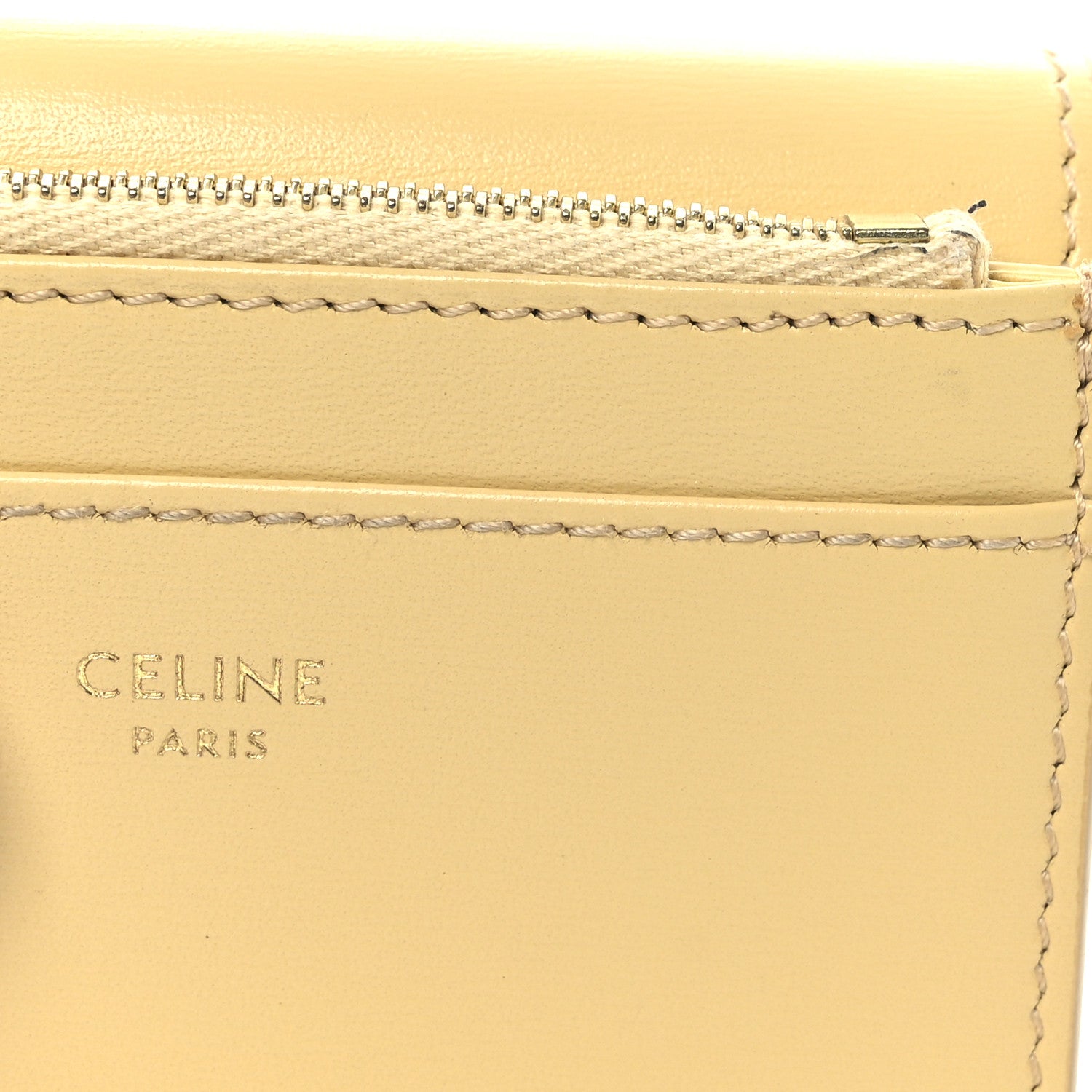 Celine Shiny Calfskin Compact Triomphe Wallet With Coin Purse Pollen 10 of 11