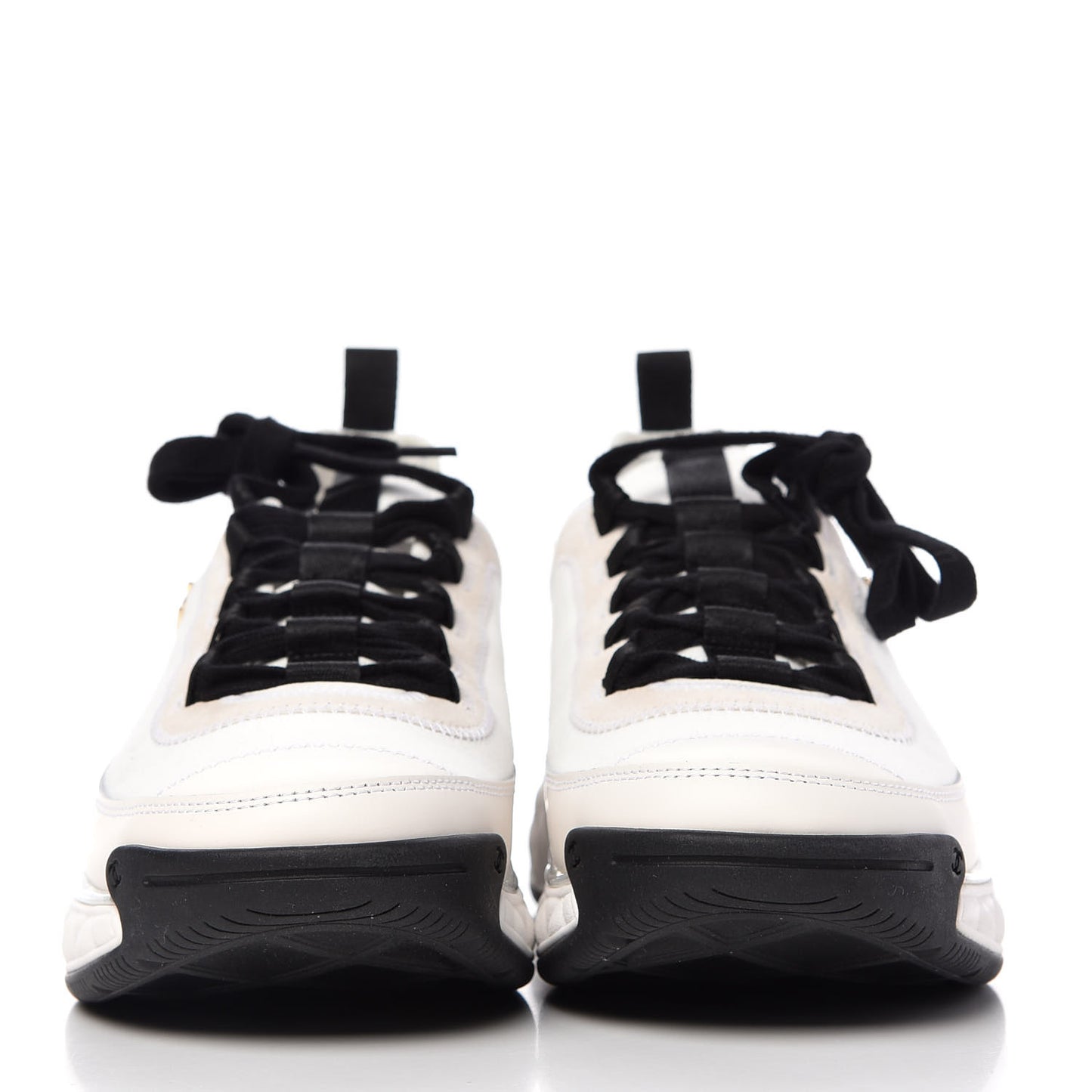 Velvet Calfskin Mixed Fibers CC Sneakers 40 Ivory