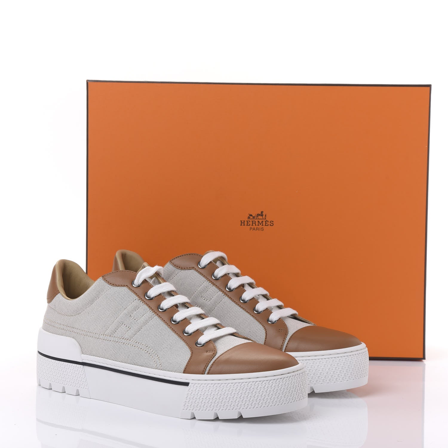 Hermes Canvas Calfskin Womens Voltage Sneakers 41 Prunoir Naturel 10 of 10