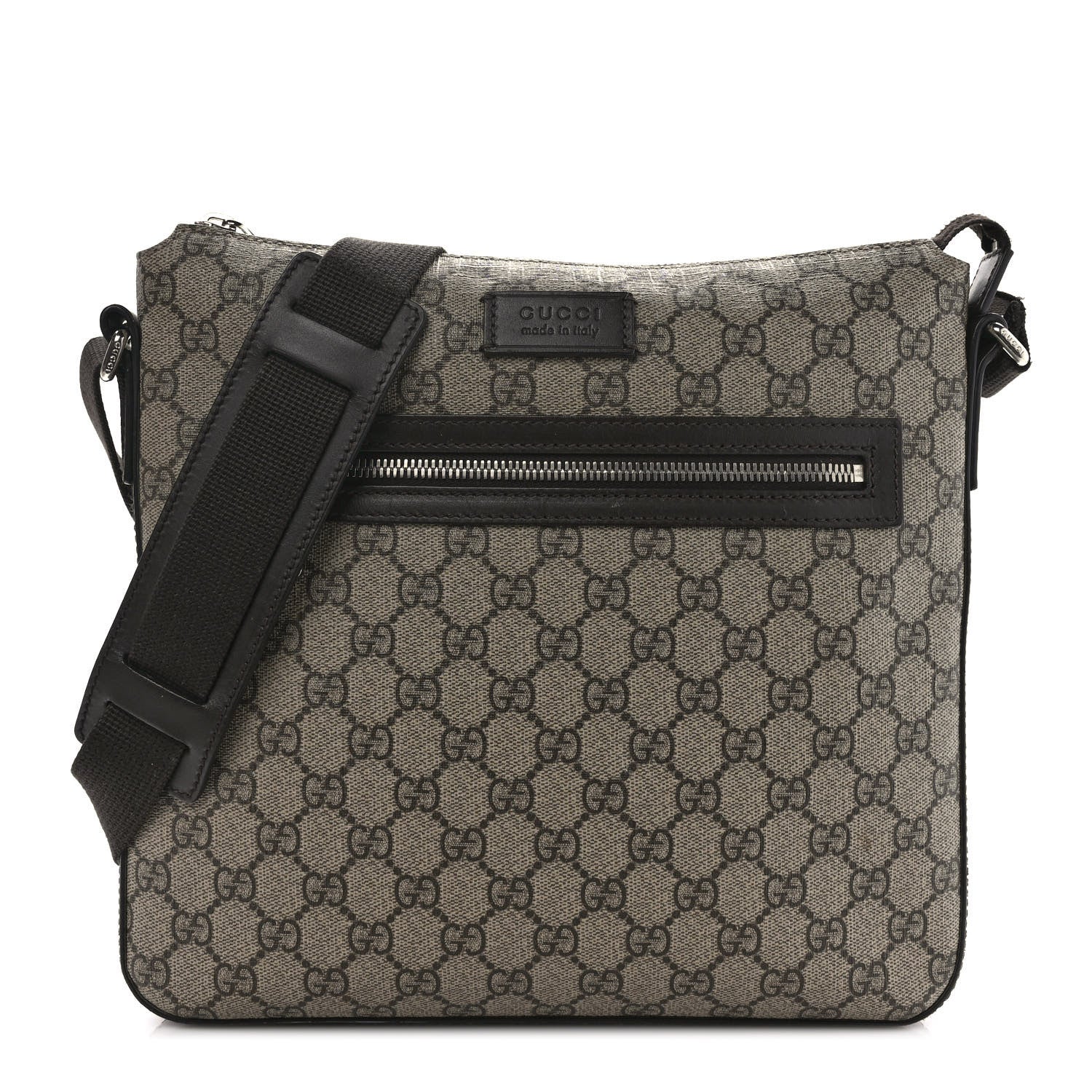 Gucci GG Supreme Monogram Medium Flat Messenger Bag Beige Brown 1 of 9
