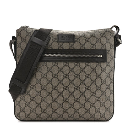 Gucci GG Supreme Monogram Medium Flat Messenger Bag Beige Brown 1 of 9
