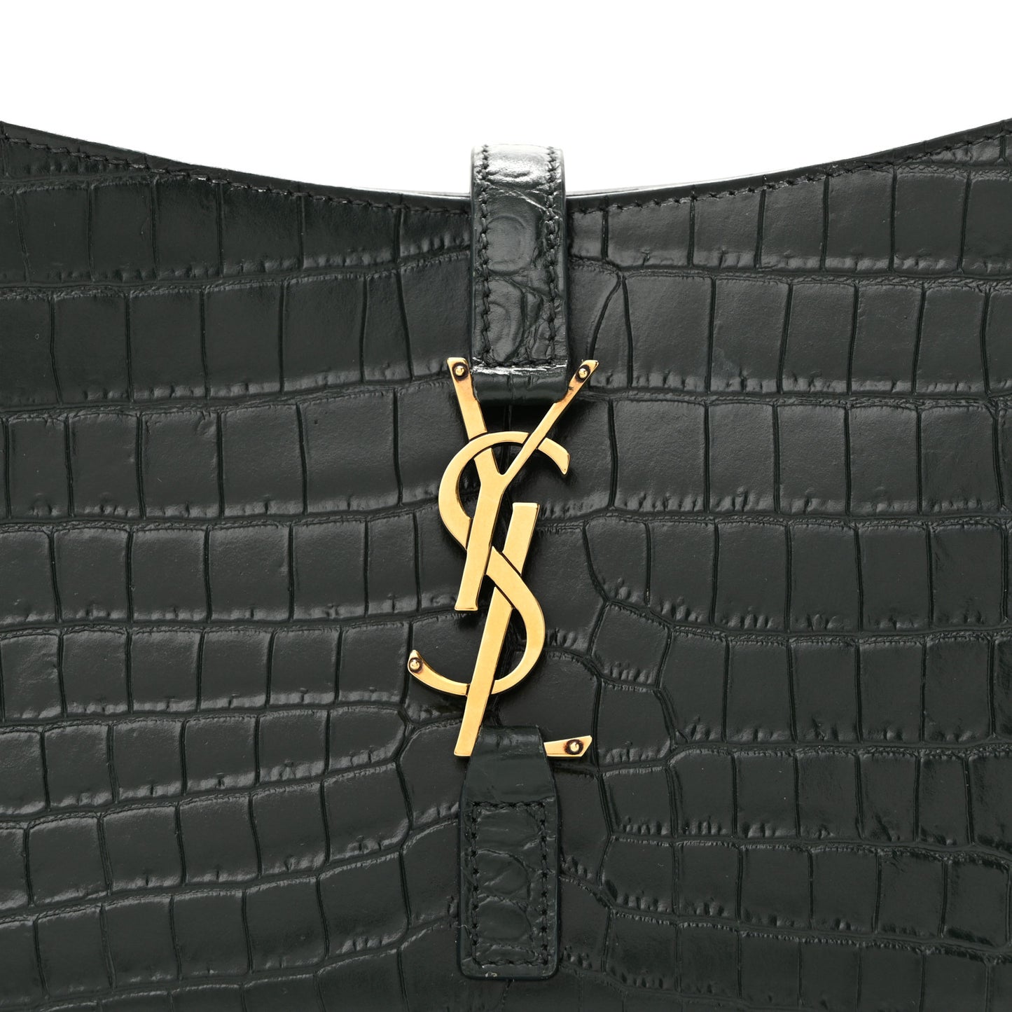 Calfskin Crocodile Embossed LE 5 A 7 Hobo Vert Fonce
