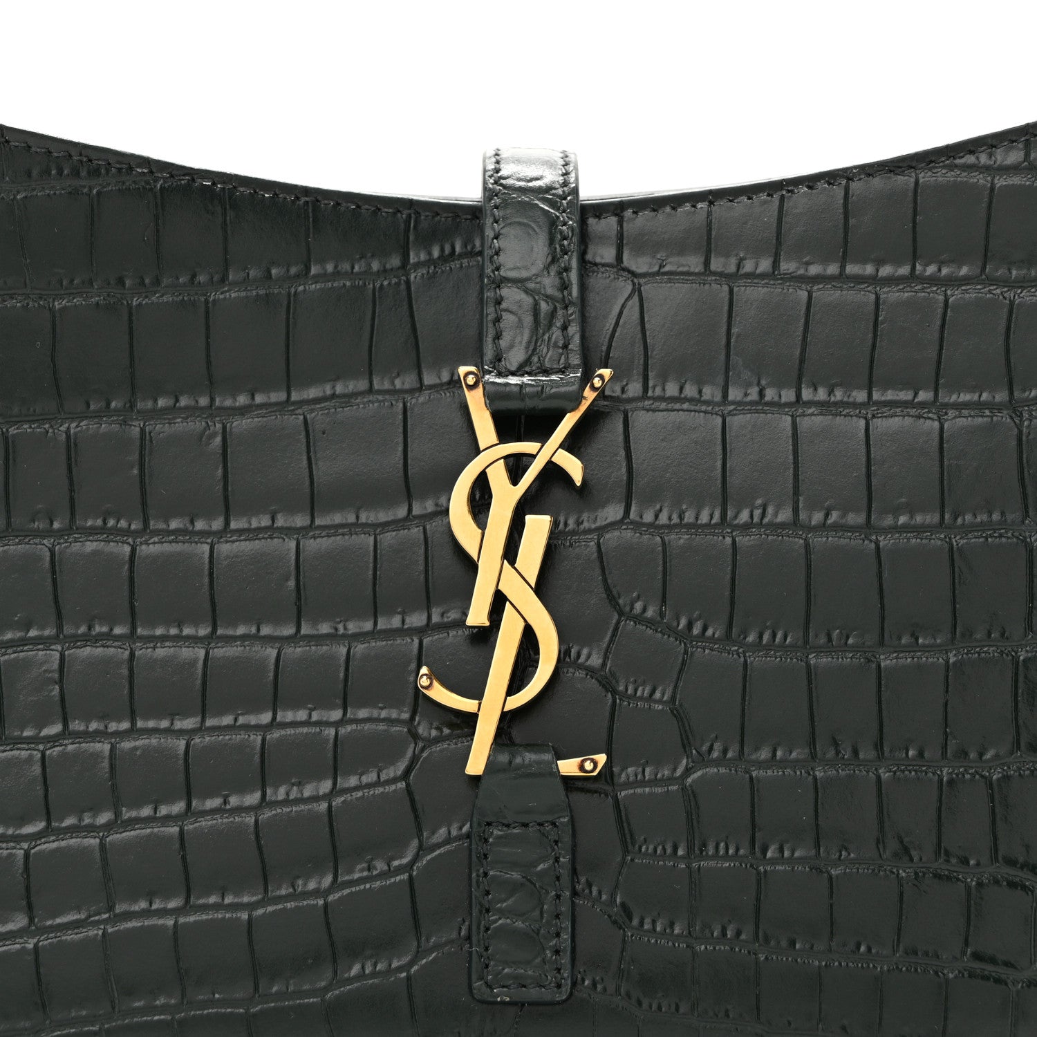 Saint Laurent Calfskin Crocodile Embossed LE 5 A 7 Hobo Vert Fonce 8 of 13
