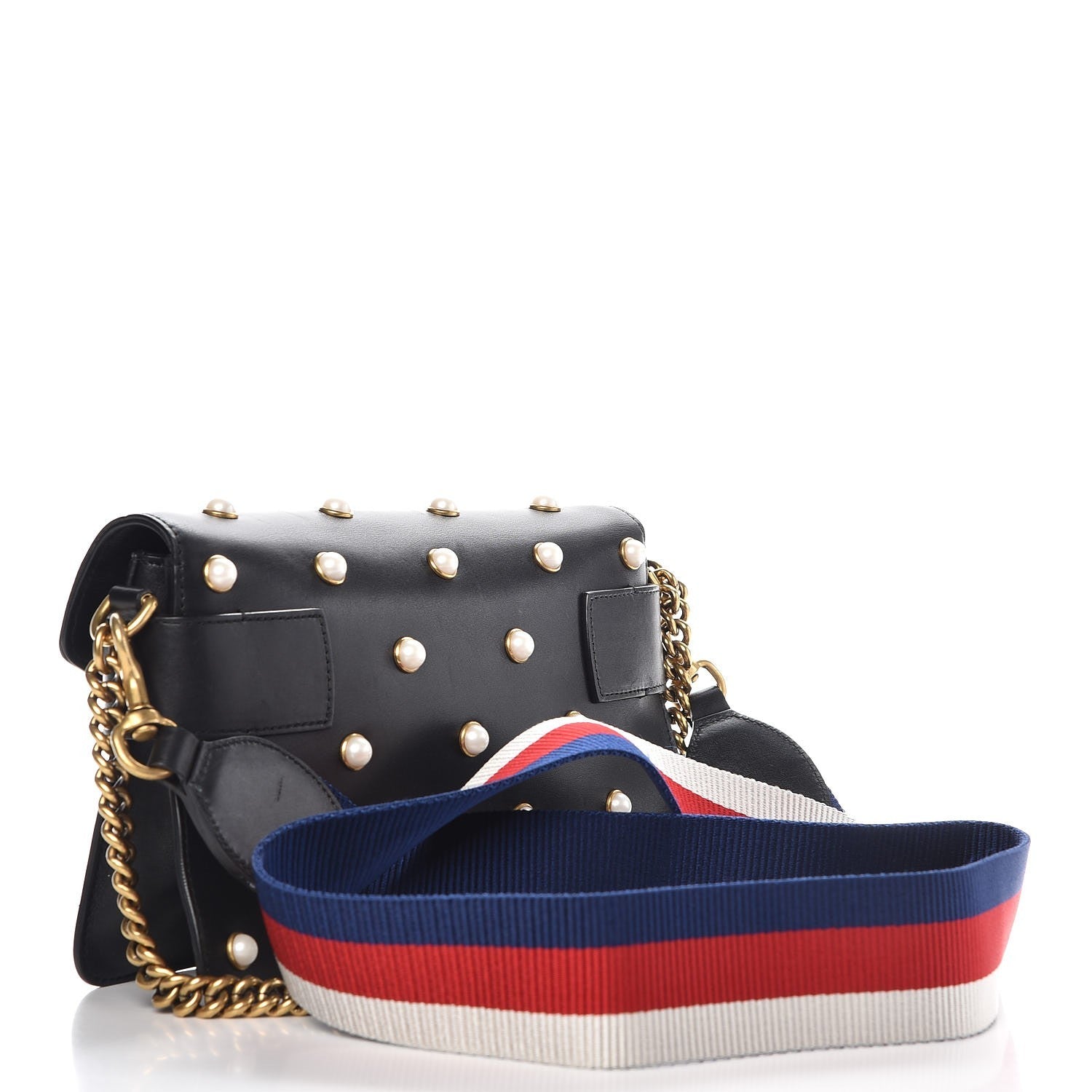 Gucci Nappa Pearl Studded Mini Queen Margaret Broadway Shoulder Bag Black 3 of 13