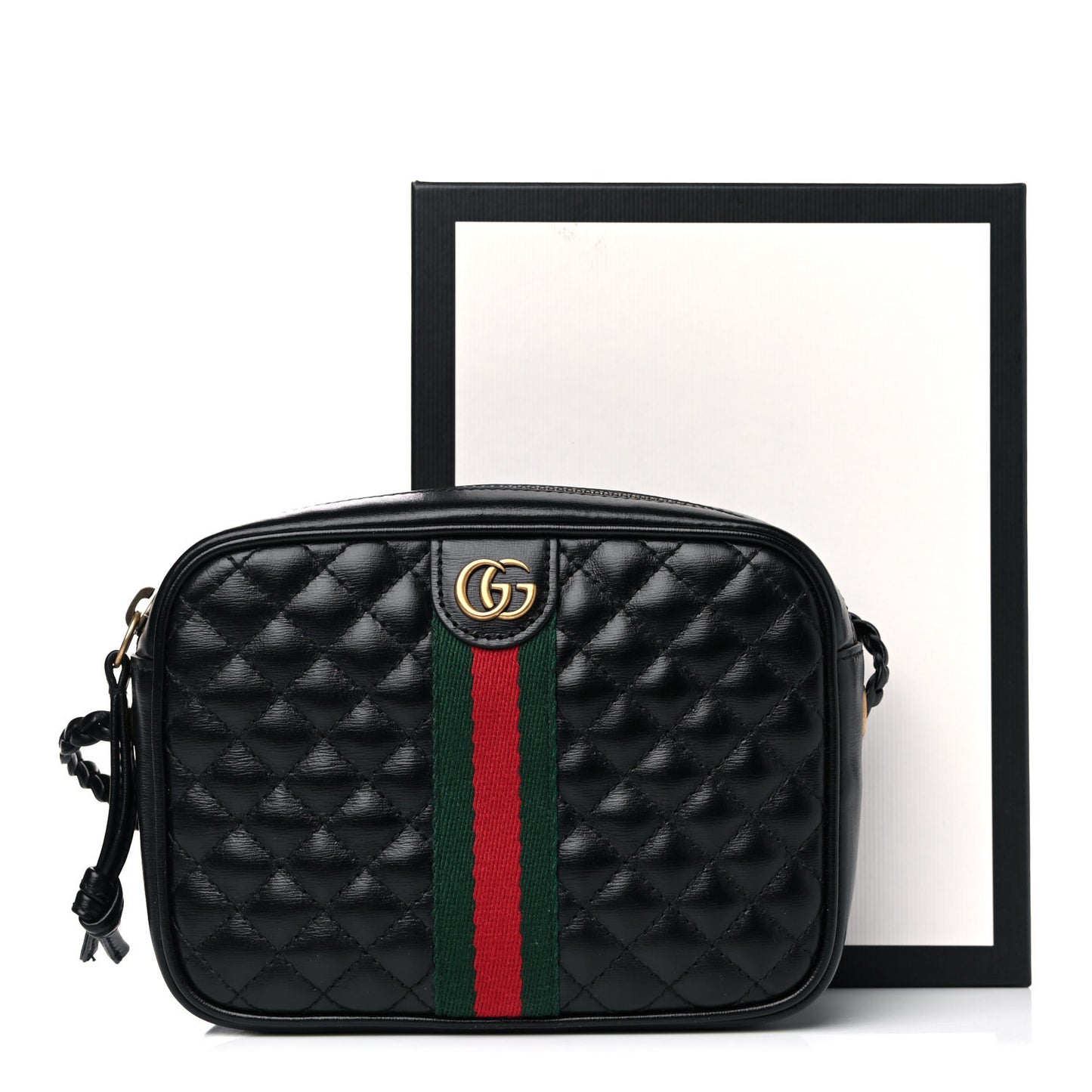 Calfskin Trapuntata Web Mini GG Shoulder Bag Black